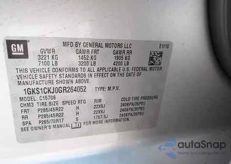 2016 GMC Yukon Denali from USA, damaged, VIN 1GKS1CKJ0GR264052